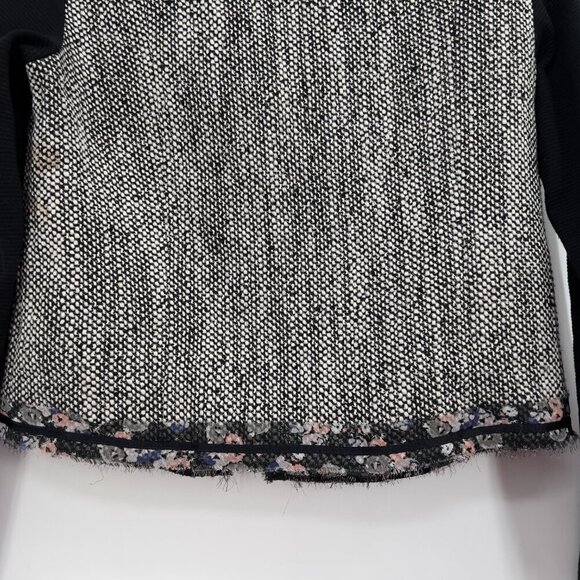 BCBGeneration Tweed Knit Sleeve Jacket Blazer S Black White Floral Trim - Picture 6 of 10
